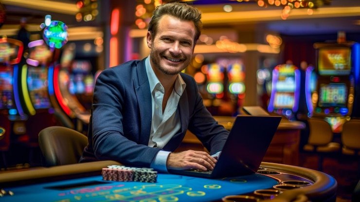Live dealer at blackjack table on alexistogel 4d